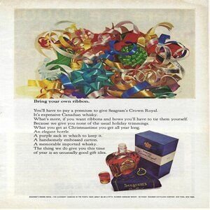 1967 Seagram’s Crown Royal Canadian Whiskey Bring Ribbon Vintage Print Ad/Poster